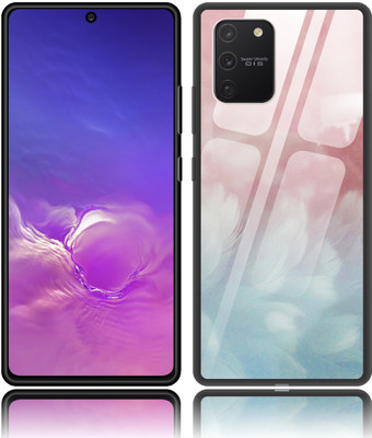 CASE CREATION Back Cover for Samsung Galaxy S10 Lite 2020 Pastel Feather Work Glass Case Cover(Pink, 3D Case, Pack of: 1)