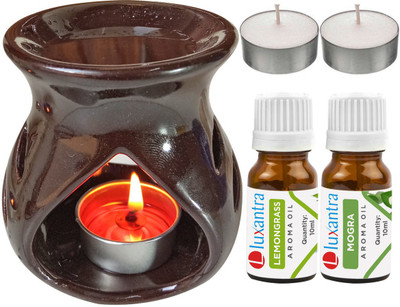 Luxantra Lemongrass, Mogra Diffuser Set LX-TDIFF97_BROWN_2TL_LG-MOG(5 x 4 ml)