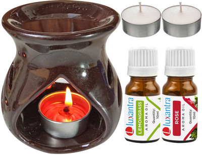 Luxantra Lemongrass, Rose Diffuser Set LX-TDIFF97_BROWN_2TL_LG-RS(5 x 4 ml)