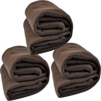 Unique Style Solid Single Fleece Blanket for  AC Room(Microfiber, Brown)