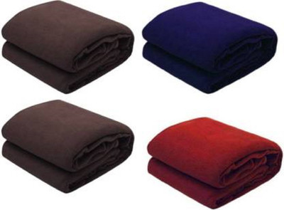 Comfytouch Solid Single Fleece Blanket for  AC Room(Polyester, Multicolor)