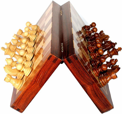 MIRTONICS Magnetic Chess Board Game with Folding and storage for travel Strategy 35 cm Chess Board(Multicolor)