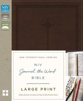 NIV, Journal the Word Bible, Large Print, Leathersoft, Brown(English, Leather / fine binding, Zondervan)