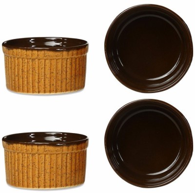 caffeine Ceramic Ramekin Bowl Serving Bowl(Pack of 4, Brown)