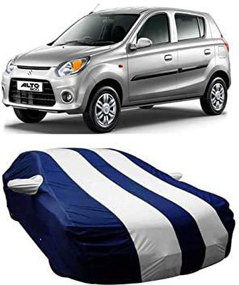 MS Creation Car Cover For Maruti Suzuki Alto 800 (With Mirror Pockets)(Blue, White)
