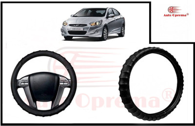 Auto Oprema Steering Cover For Hyundai Fluidic Verna(Black, Leatherite)