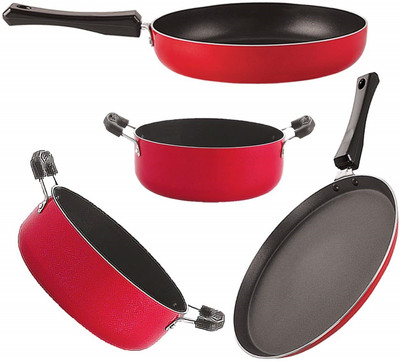 NIRLON FT11_FP13_CS22_CS24 Non-Stick Coated Cookware Set(PTFE (Non-stick), Aluminium, 4 - Piece)
