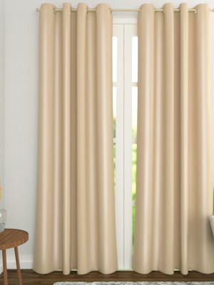THE CONVERSION 244 cm (8 ft) Blends Blackout Long Door Curtain Single Curtain(Solid, Beige)