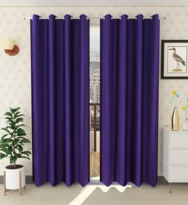 Parda Sansar 275 cm (9 ft) Polyester Blackout Long Door Curtain (Pack Of 2)(Solid, Blue)