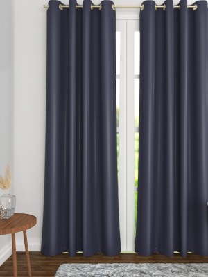 THE CONVERSION 244 cm (8 ft) Blends Blackout Long Door Curtain Single Curtain(Solid, Black)