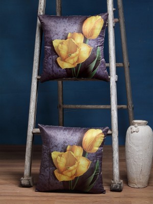 Alina decor Printed Cushions Cover(Pack of 2, 40 cm*40 cm, Grey, Yellow)