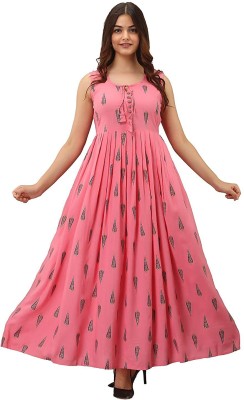 PAKHI FASHION HUB Women Self Design Anarkali Kurta(Pink)