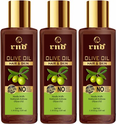 RND Cold Pressed - Olive Oil - For Skin & Hair - Pack of 3 Hair Oil(300 ml)