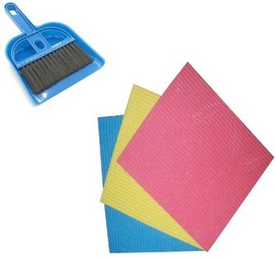 Adhvik Combo Of Mini Dustapn With Broom Set And Kitchen Cleaning Wipes Dustpan