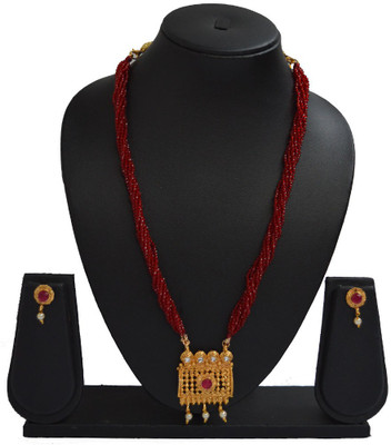 Sandhya Designer Studio Stone Ruby Red Jewellery Set(Pack of 1)