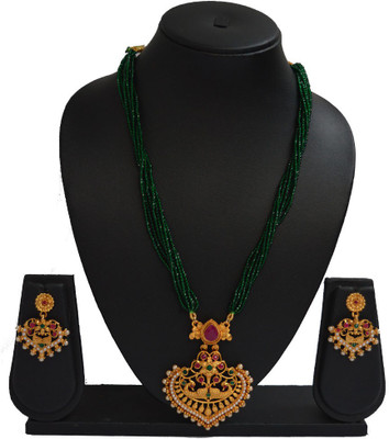 Sandhya Designer Studio Stone Green Jewellery Set(Pack of 1)