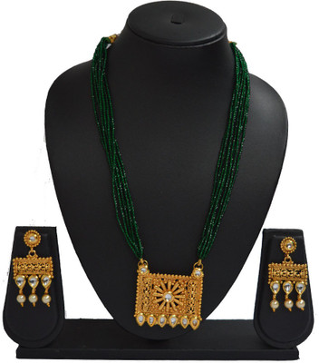 Sandhya Designer Studio Stone Green Jewellery Set(Pack of 1)