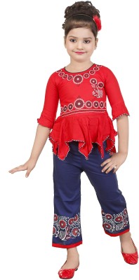 BURBN Girls Party(Festive) Top Pant(Red, Blue)