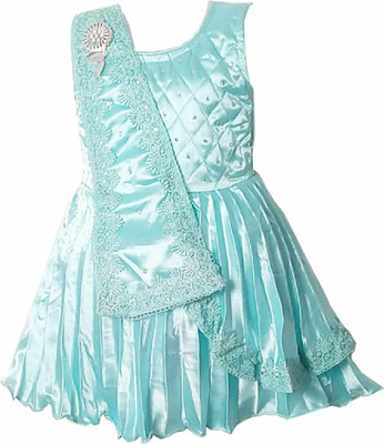 harshvardhanmart Midi/Knee Length Party Dress(Light Green, Sleeveless)
