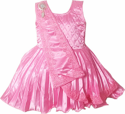 harshvardhanmart Midi/Knee Length Party Dress(Pink, Sleeveless)