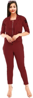 oriexfabb Girls Casual Ethnic Jacket, Kurta and Dhoti Pant Set(Maroon Pack of 1)