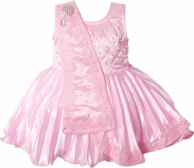 harshvardhanmart Midi/Knee Length Party Dress(Pink, Sleeveless)