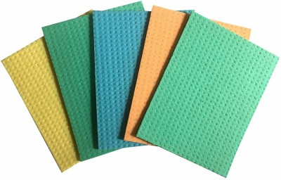 KitchenFest ™ (Set of 5) Clean Microfiber Kitchen Biodegradable Cellulose Wiping Sponge Wet and Dry Microfiber, Sponge Cleaning Cloth(5 Units)