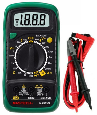 Divinext MAS830L Pocket-Sized Electronics Multitester for AC-DC Voltage DC Current Mastech Digital Multimeter(Green, Black 2000 Counts)