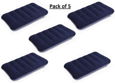 krenz Polyester Fibre Solid Travel Pillow Pack of 5(Blue)