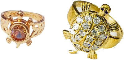 SP Creations Tortoise Ring/Kachua Ring Pack of 2 Brass Ring