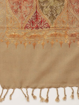 BE SWADESHI Acrylic Embroidered Women Shawl(Beige)