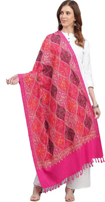 WEAVER VILLAS Acrylic Embroidered Women Shawl(Pink)