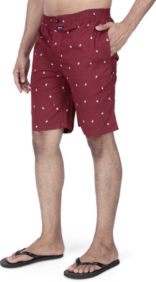 Renz Printed Men Maroon Regular Shorts