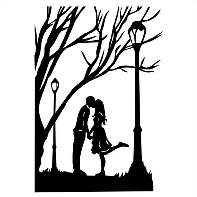 StickerYard 76 cm couple under tree Self Adhesive Sticker(Pack of 1)
