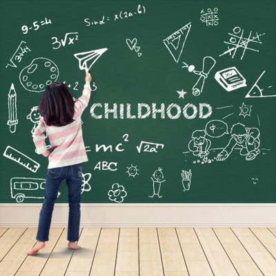 Wollzo 100 cm Wall Stickers Green board Extra Large Kids Study School Room Chalkboard Decal Self-Adhesive Self Adhesive Sticker(Pack of 1)