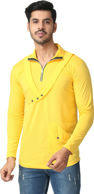Black Collection Solid Men Polo Neck Yellow T-Shirt