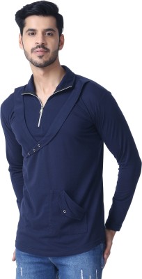 Black Collection Solid Men Polo Neck Dark Blue T-Shirt