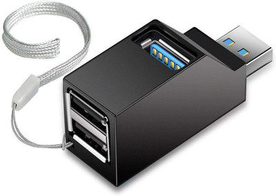spincart 3 Port USB 2.0 Mini USB Hub with Lanyard, Unique Sleek Lightweight and Compact 3 Port USB 2.0 Mini USB Hub with Lanyard, Unique Sleek Lightweight and Compact USB Hub(Black)