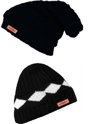 Knotyy Solid Beanie Cap(Pack of 2)