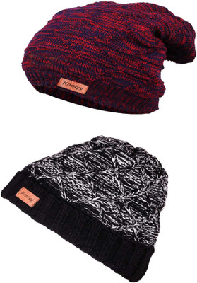 Knotyy Solid Beanie Cap(Pack of 2)