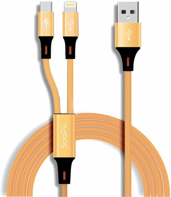 Jabox Premium Lightening and Micro 1 m Lightning Cable(Compatible with Mobiles, Tablet, Gold, One Cable)