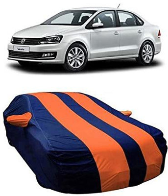 Aaka Creations Car Cover For Volkswagen Vento (With Mirror Pockets)(Blue, Orange)