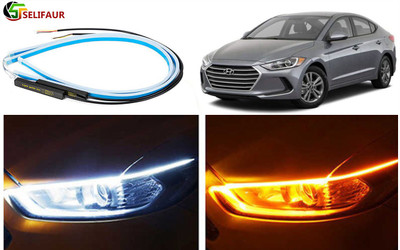 Selifaur A2T19 - 2 Pcs 24 Inch Ultrafine Waterproof Car DRL LED Daytime Running Lights White Turn Signal Yellow Guide Strip Headlight Assembly Elantra 2017 Car Fancy Lights(Yellow, White) Selifaur A2T19 - 2 Pcs 24 Inch Ultrafine Waterproof Car DRL LED Daytime Running Lights White Turn Signal Yellow Guide Strip Headlight Assembly Elantra 2017 Car Fancy Lights(Yellow, White)
