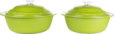 51% OFF on Cutting EDGE Plastic Carnation Microwave Safe Carnation Casserole Set for Kitchen, Parties, BPA Free, Microwave & Dishwasher Safe, 1.8 litres (Set of 2, Green) Pack of 2 Thermoware Casserole Set(1800 ml)
