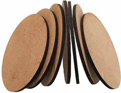 woodcraft Round Reversible Medium Density Fibreboard Coaster Set(Pack of 8)