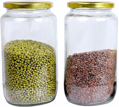 Avastro Glass Grocery Container  - 850 ml(Pack of 2, Clear)