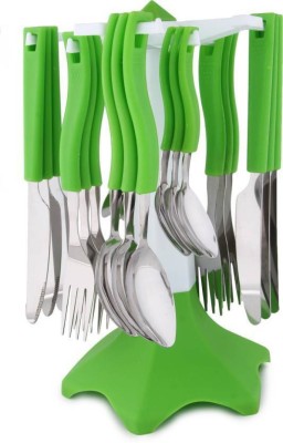 KB Sells 24 Pcs Stainless Steel Cutlery Set/ Spoon Set with Stand for Dining Table/Spoon and Fork Set/Spoon Stand Holder(Pack Of 24) Plastic, Stainless Steel Cutlery Set(Pack of 24)