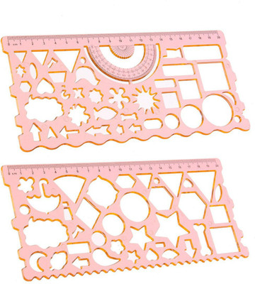 PMW 2 Stencils - Spirograph - 2Pcs - 20cm Geometric Figure Protractor Symbols Drawing Template Ruler Set Student Drafting Stencil Drafting Kit(Pack of 2)