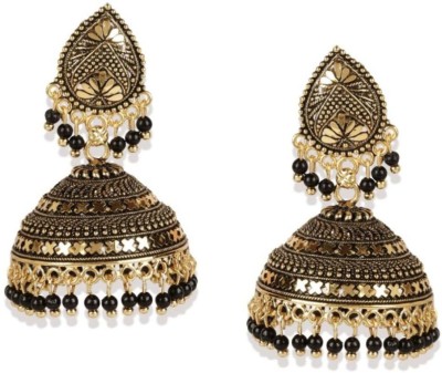 BHANA FASHION Classic Designed Gold Plated Enamelled Jhumka Earrings For Women And Girls Cubic Zirconia, Beads Alloy Jhumki Earring