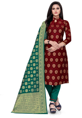 VredeVogel Silk Blend Self Design Salwar Suit Material